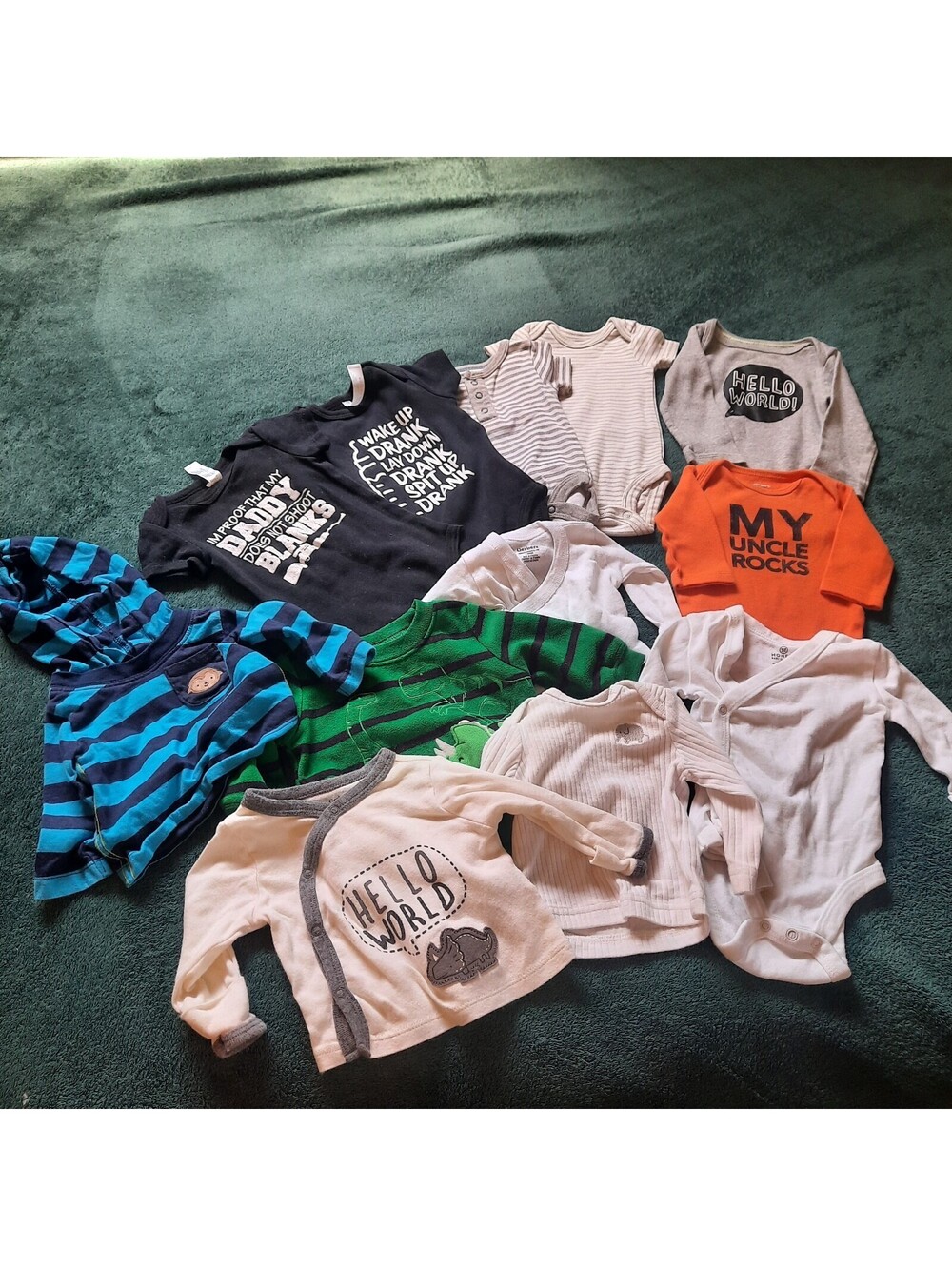 Lot Of 12 Piece Baby Boy Infant Newborn, Shirt, Bodysuit